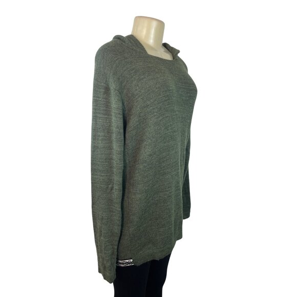 Green Hooded Knit Sweater Pullover Unisex Alpaca Blend Handmade Fair Trade - Picture 2 of 8